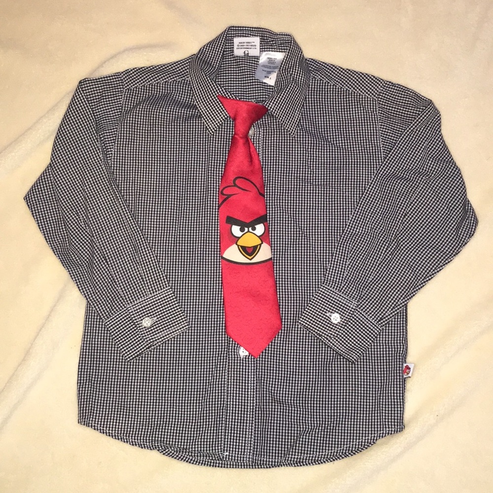 Angry Birds Button Down Shirt with Clip-on Tie